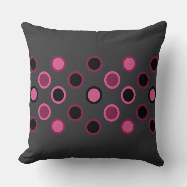 pink, black and grey dots cushion (Front)