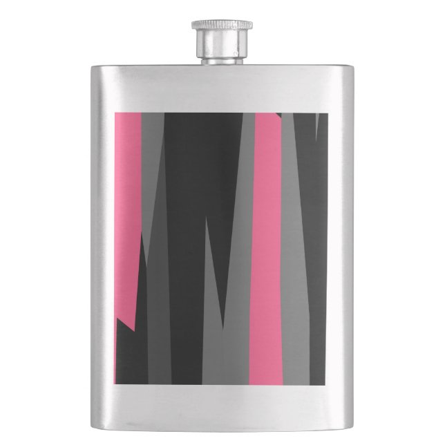Pink Black and Grey   Hip Flask (Front)