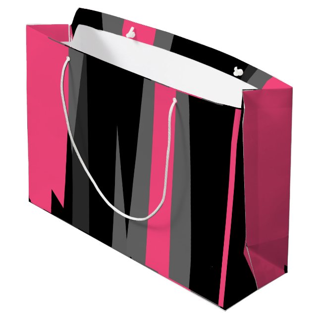 Pink Black and Grey   Large Gift Bag (Back Angled)