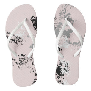 Pink, Black, and Grey Marble Abstract Thongs