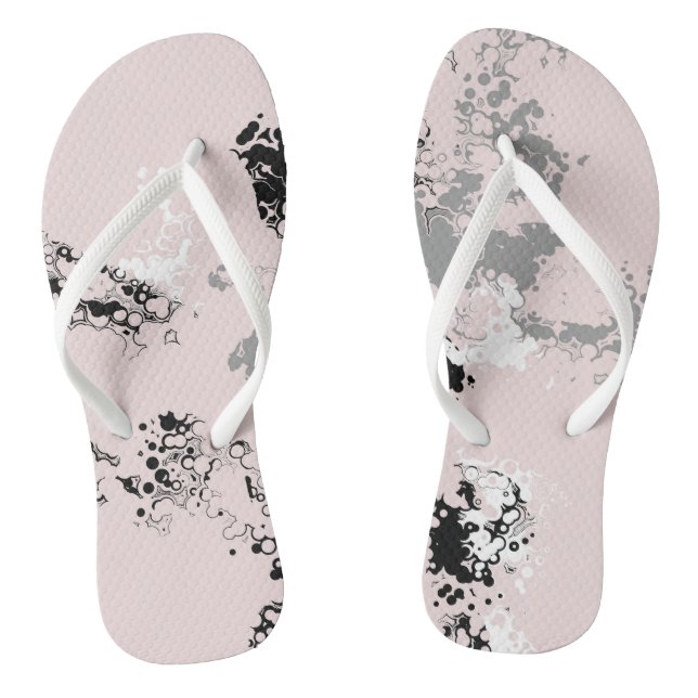 Pink, Black, and Grey Marble Abstract Thongs (Footbed)