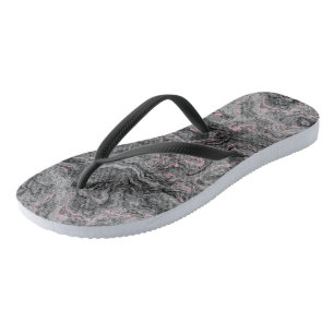 pink, black and grey  Marble Swirl Abstract Thongs