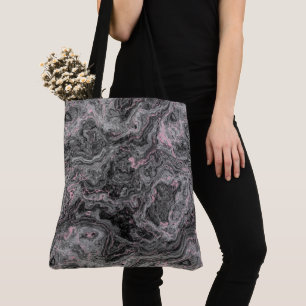 pink, black and grey  Marble Swirl Abstract Tote Bag