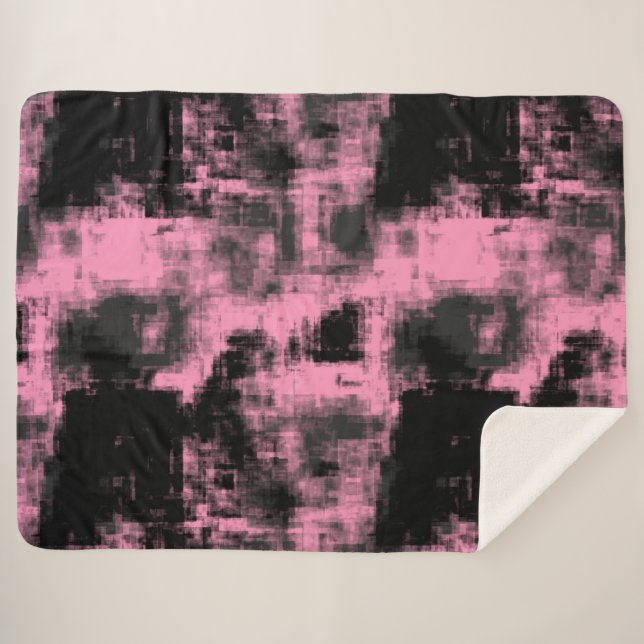 Pink Black and Grey      Sherpa Blanket (Front (Horizontal))