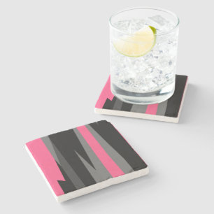 Pink Black and Grey Stone Coaster