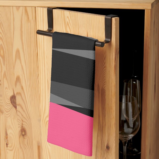 Pink Black and Grey Tea Towel (Thirds Fold)