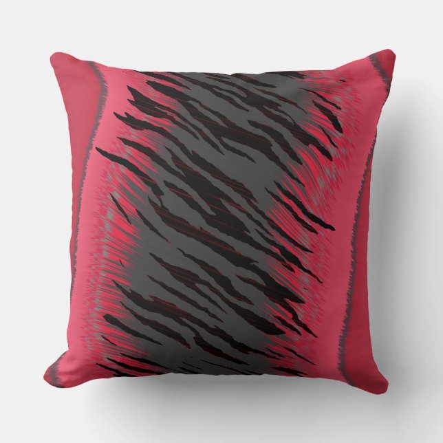 Pink, Black and Grey Tiger Abstract Cushion (Front)