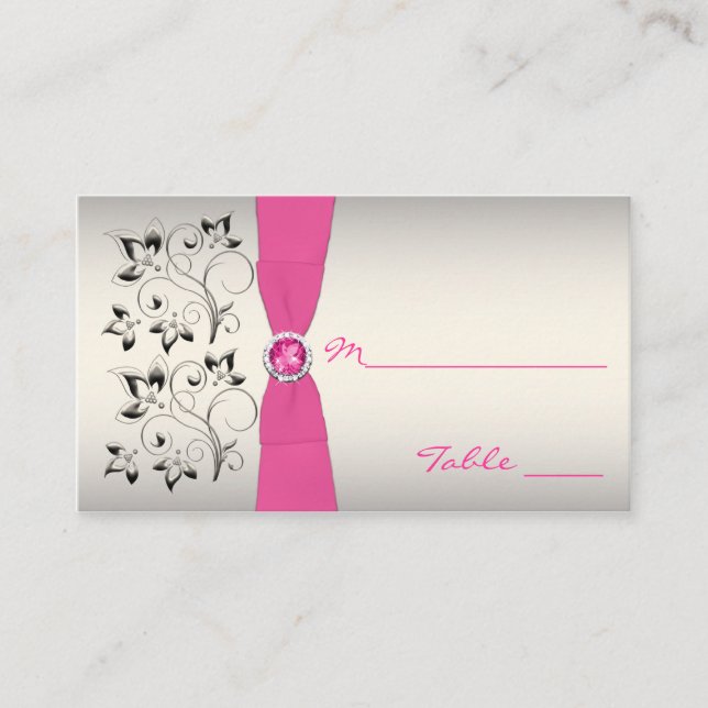 Pink, Black, and Silver Placecards (Front)