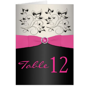 Pink, Black, and Silver Table Number Card