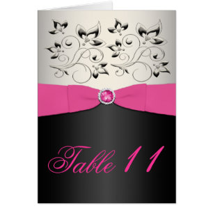 Pink, Black, and Silver Table Number Card (Script)