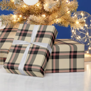 Pink, Black and Tan Plaid   Wrapping Paper