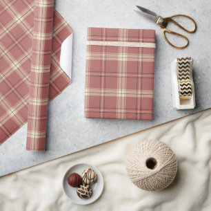 Pink, Black and Tan Plaid   Wrapping Paper