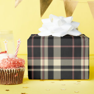 Pink, Black and Tan Plaid   Wrapping Paper