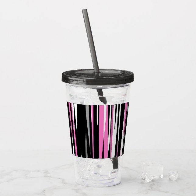 Pink Black and White Abstract     Acrylic Tumbler (Front Ice)
