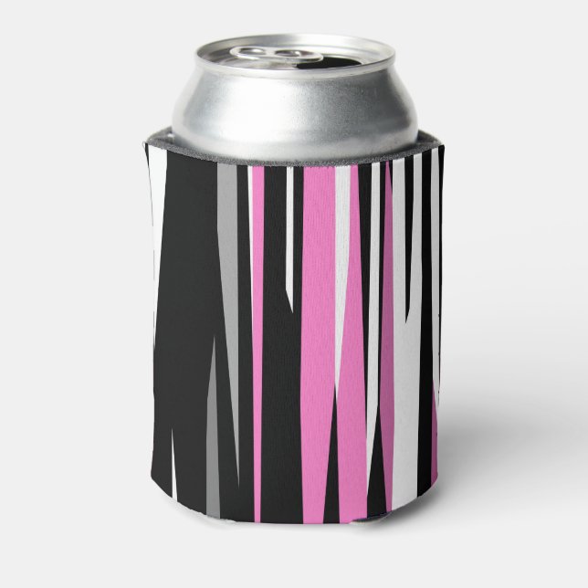 Pink Black and White Abstract   Can Cooler (Can Back)