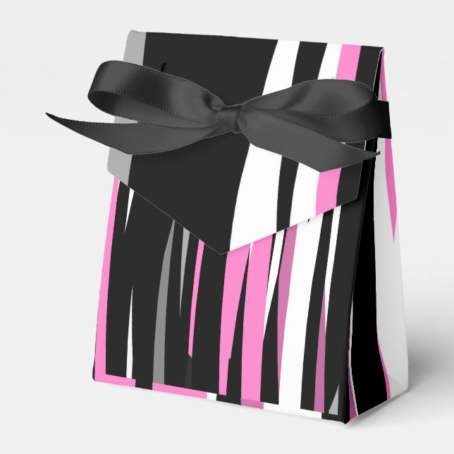 Pink Black and White Abstract   Favour Box (Front Side)