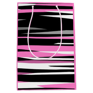 Pink Black and White Abstract Medium Gift Bag