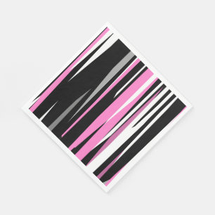 Pink Black and White Abstract Napkin