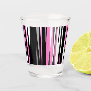 Pink Black and White Abstract Shot Glass