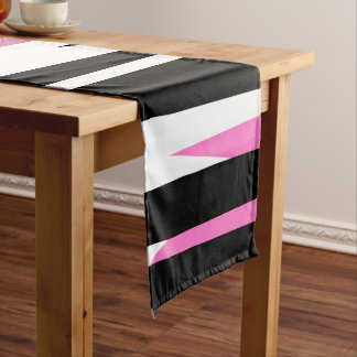 Pink Black and white Abstract Table Runner