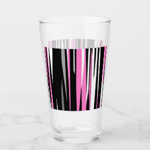 Pink Black and White Abstract   W  Glass