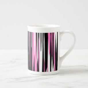 Pink Black and White Bone China Mug