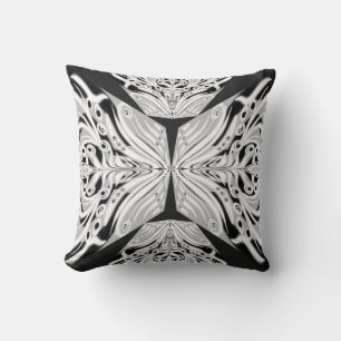 Pink Black And White Butterfly Winged Abstract  Cushion