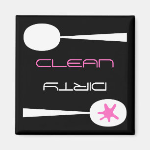 Pink, Black and White, Clean or Dirty Dishwasher Magnet