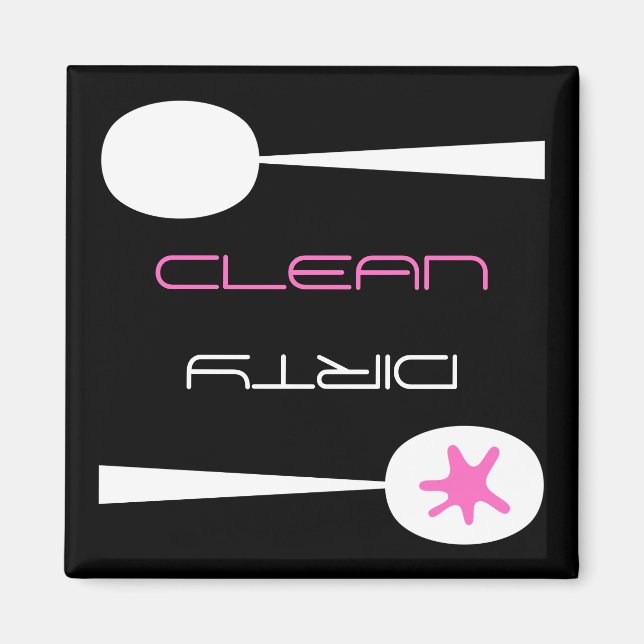 Pink, Black and White, Clean or Dirty Dishwasher Magnet (Front)