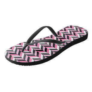 Pink Black and White Geometric Thongs