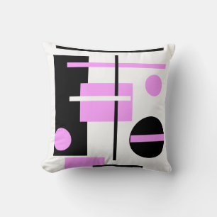 Pink Black and white Modern Abstract Cushion