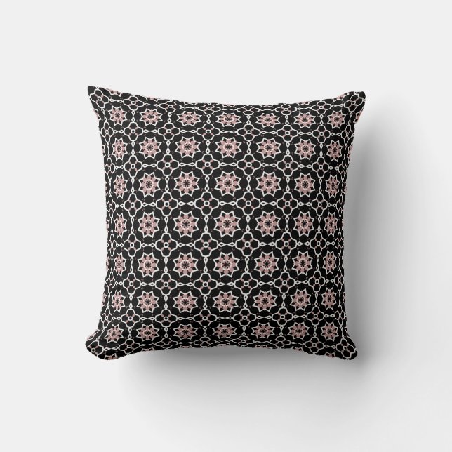 Pink black and white pattern cushion (Front)