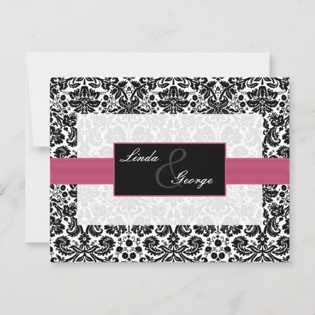 pink,black and white rsvp cards (Front)