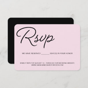 Pink Black and white RSVP wedding reserved seat