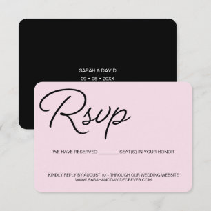 Pink Black and white RSVP wedding reserved seat Card