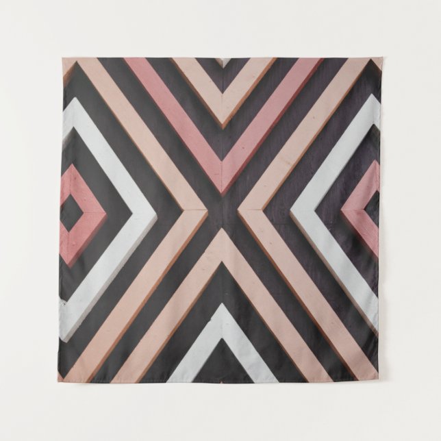 Pink, black, and white wall tapestry (Front)