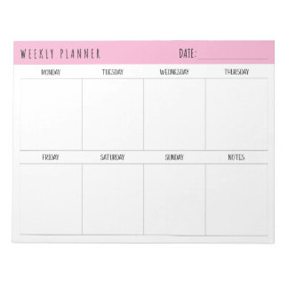 Pink, Black and White, Weekly Planner, Notepad