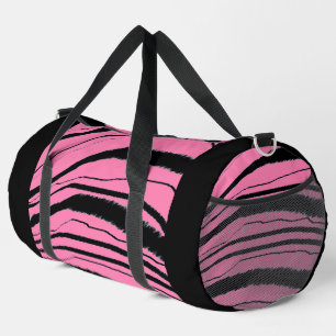 Pink + Black Animal Stripe Athletic Gym Travel  Duffle Bag