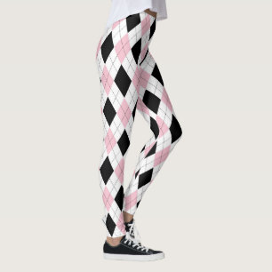 Pink Black Argyle Girl Pattern Trendy Fashionable Leggings