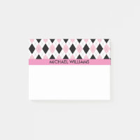 Pink & Black Argyle Pattern with Pink Stripes