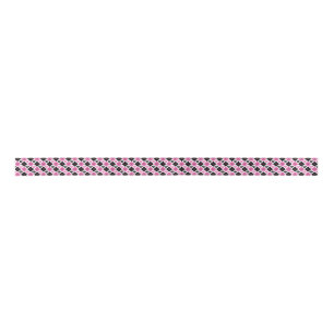 Pink & Black Argyle Paw Print Pattern Satin Ribbon
