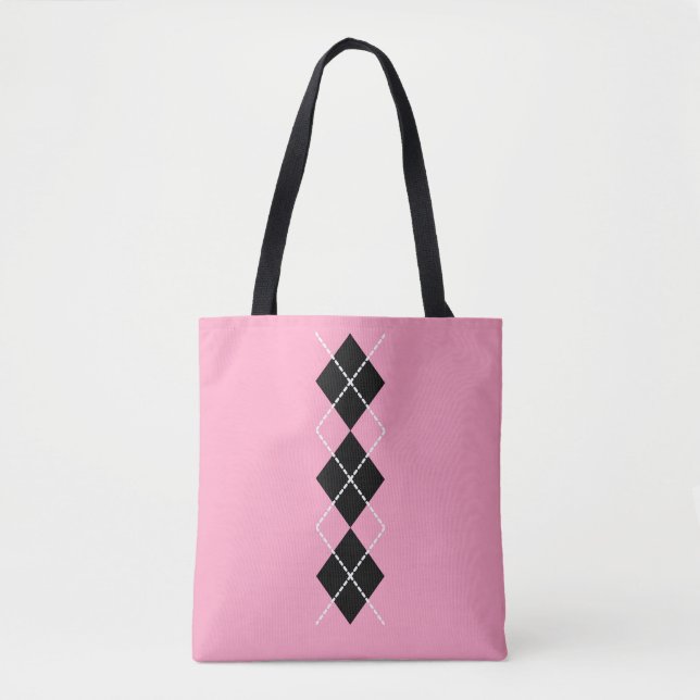 Pink Black Argyle Tot Bag  (Front)