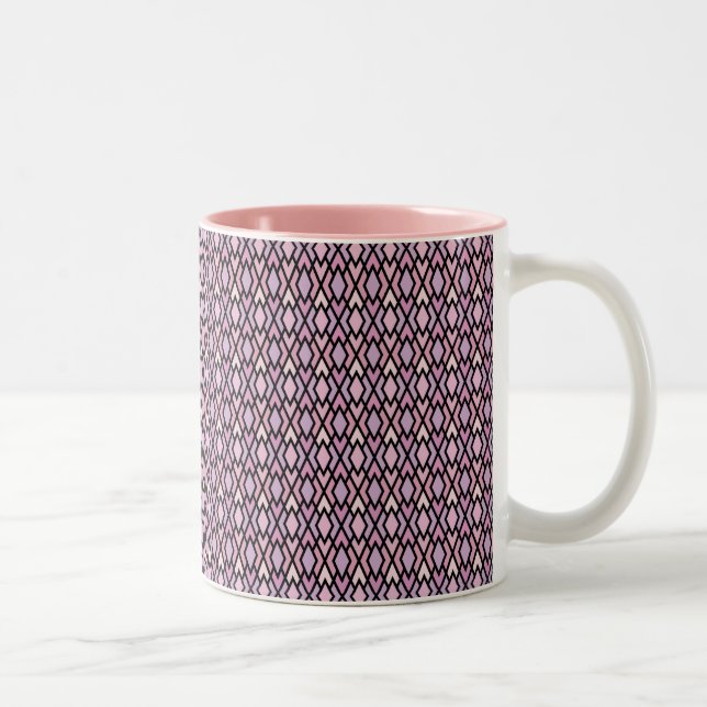 Pink & Black Argyle Two-Tone Coffee Mug (Right)