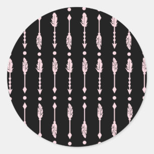 Pink & Black Arrows Wild ONE Girls Birthday Party Classic Round Sticker