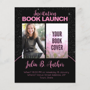 Pink & Black Author Book Launch Signing Invitation Flyer