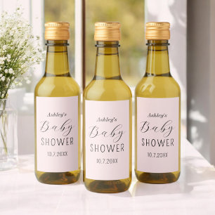 Pink Black Baby Shower Elegant Wine Label