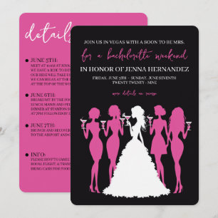 Pink & Black Bachelorette Party Invitation
