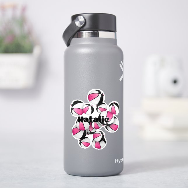 pink black basketballs with player name (HydroFlask)