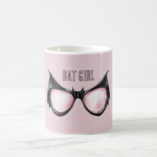 Pink Black Bat Girl Glasses Coffee Mug