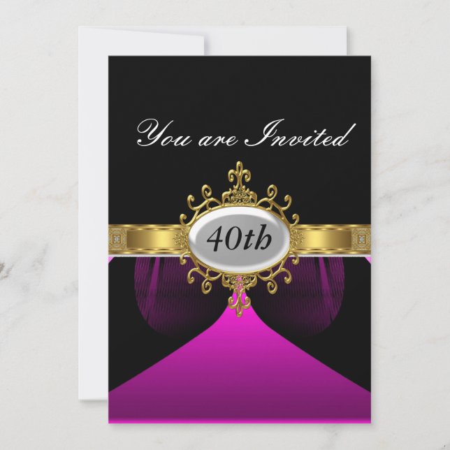 pink Black  Birthday Party Glamour Invitation (Front)